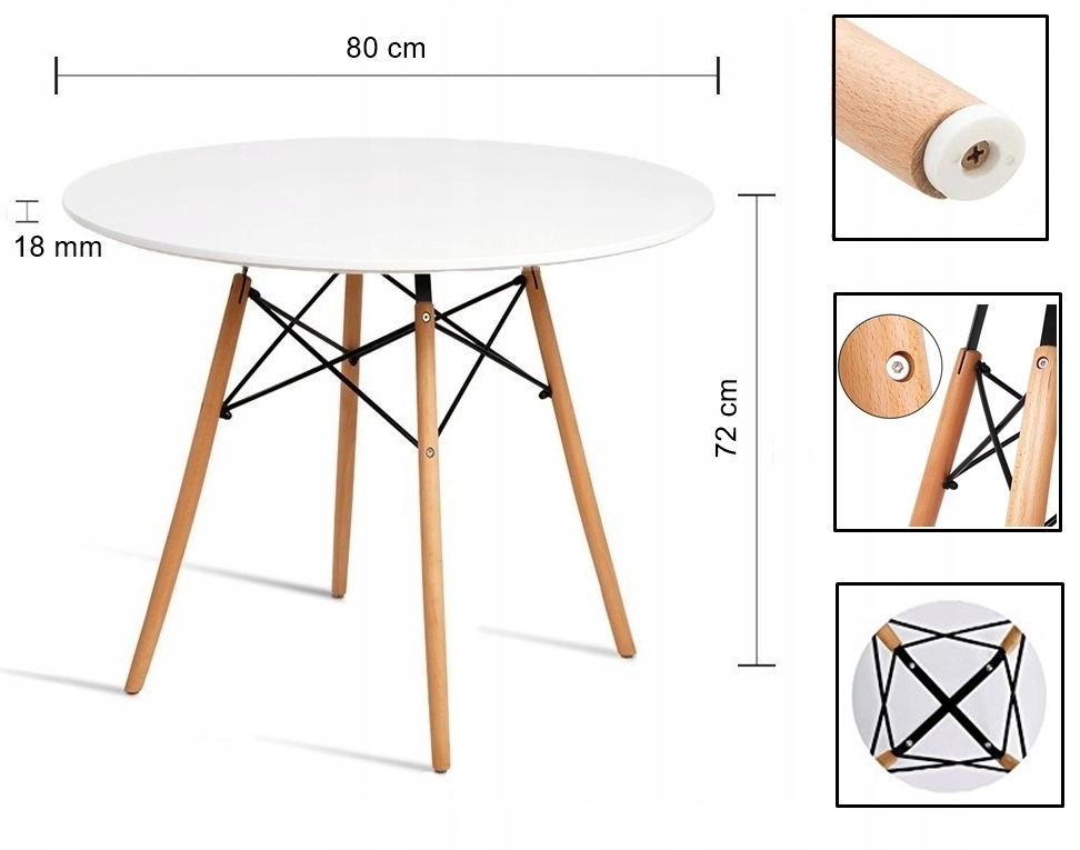 Stół + 4 Krzesła Nowoczesny Skandynawski Styl DSW Kolor blatu inny kolor