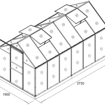 Staklenik 380x190x195cm Gardenhouse 1