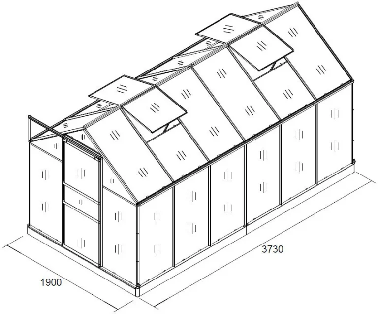 Staklenik 380x190x195cm Gardenhouse 1