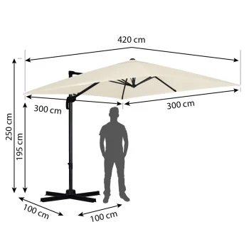 Vrtni Suncobran 420cm Plonos Beige 2