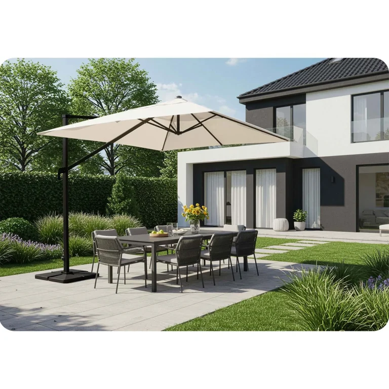 Vrtni Suncobran 420cm Plonos Beige 4