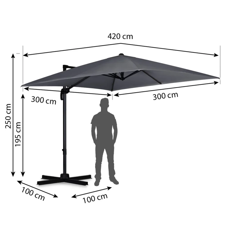 Vrtni Suncobran 420cm Plonos Grey 2