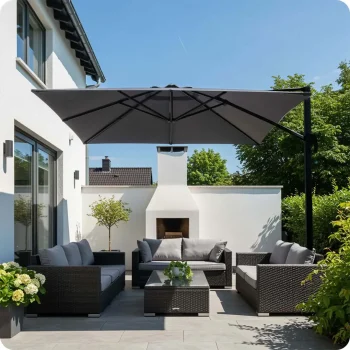 Vrtni Suncobran 420cm Plonos Grey 3