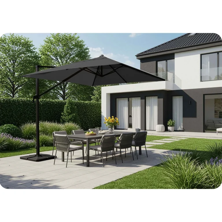 Vrtni Suncobran 420cm Plonos Grey 4