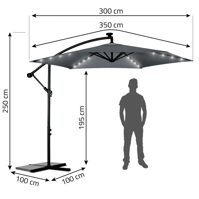 Vrtni Suncobran S Rasvjetom 350cm Plonos 2