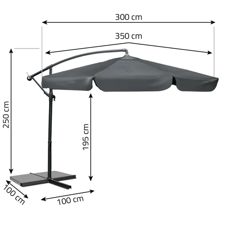 Vrtni Suncobran 6 Segmenata 350 Cm S Navlakom Plonos Pl 881 Grey 3