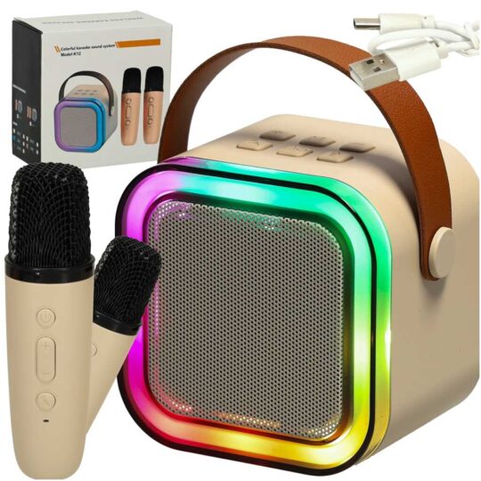 Otroški LED karaoke set - zvočnik + 2 mikrofona