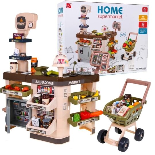 Otroški supermarket z vozičkom - 48-delni Mega Shop