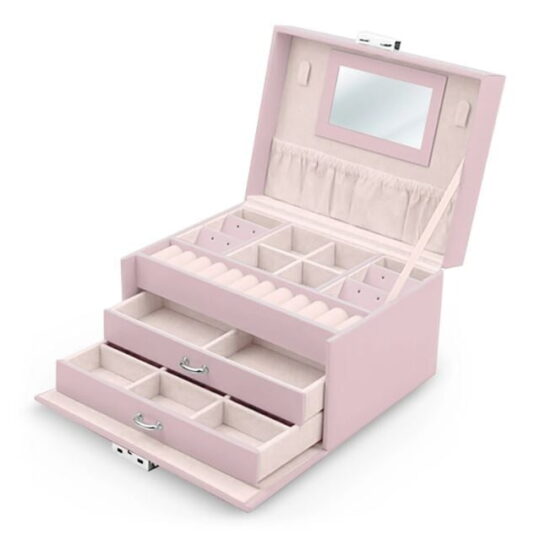 Massido škatla za nakit s predali - roza