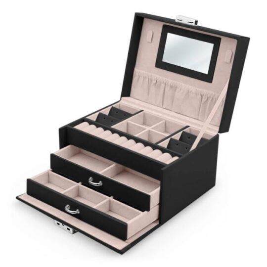 Massido škatla za nakit s predali - črna