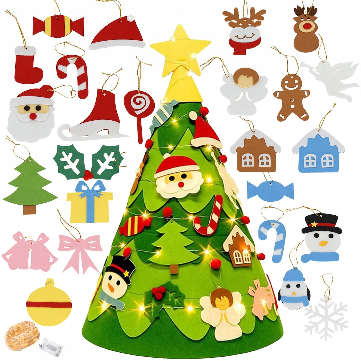 2 x božična igrača iz filca Ustvarjalna 3D božična igrača iz filca za otroke z okraski, vrsta bora