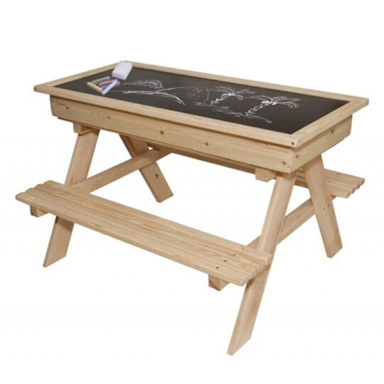 2v1 impregnirana lesena piknik miza s peskovnikom - 93x78x68 cm