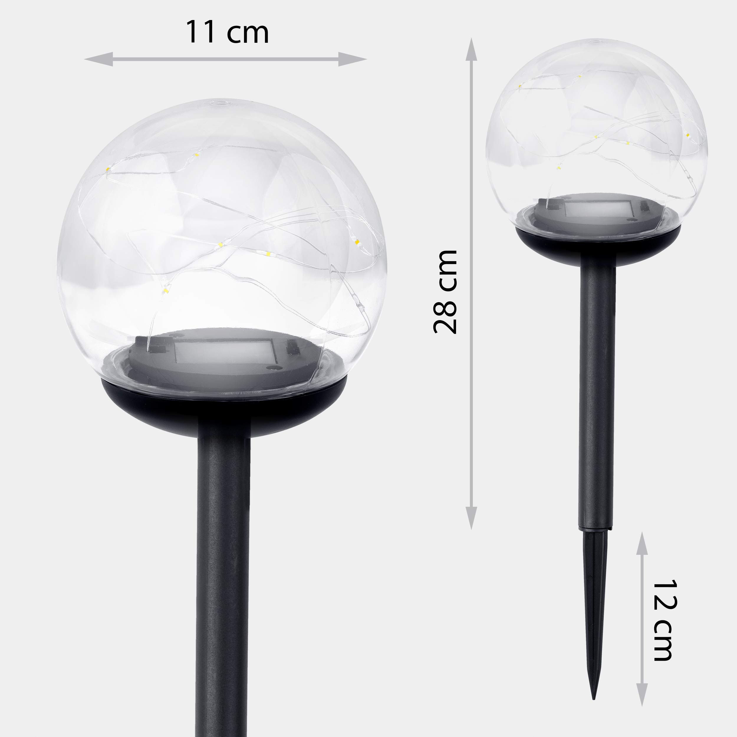 4 x SONČNA VRTNA LUČ LED KROGLA PROZORNA AVTOMATSKA Premer/širina 11 cm