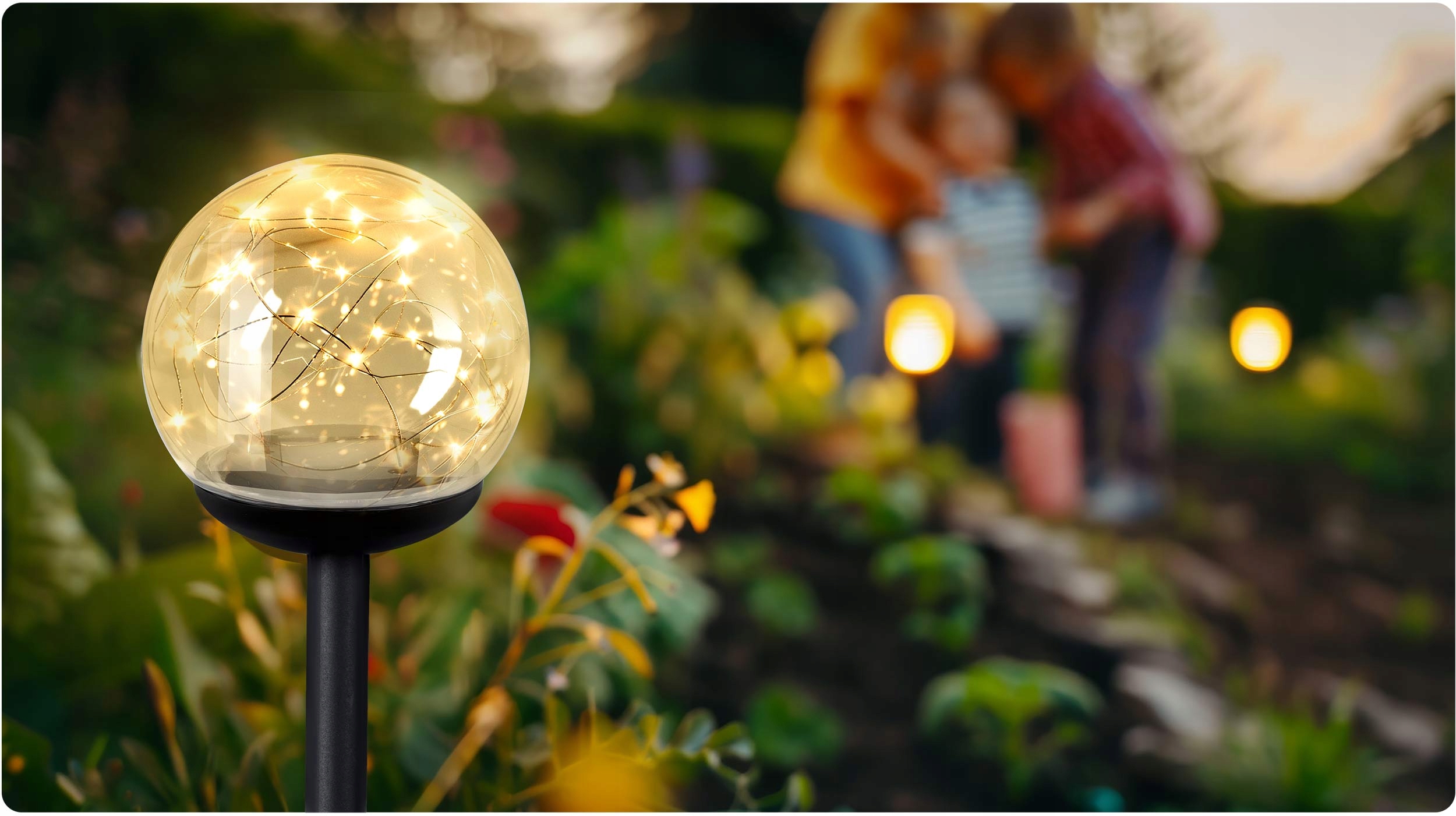 4 x SONČNA VRTNA LUČ LED KROGLA PROZORNA AVTOMATSKA Skupna višina 40 cm