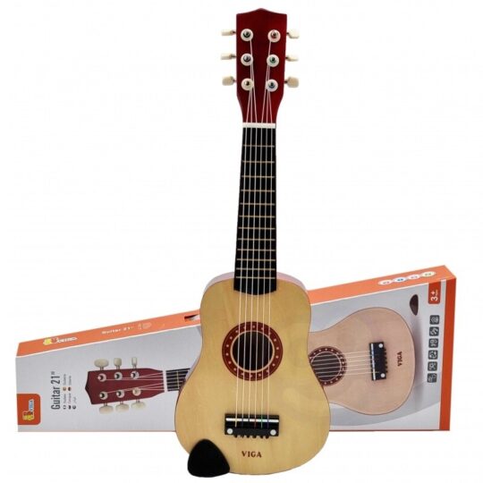 VIGA Otroška lesena kitara - naravna, 6 strun
