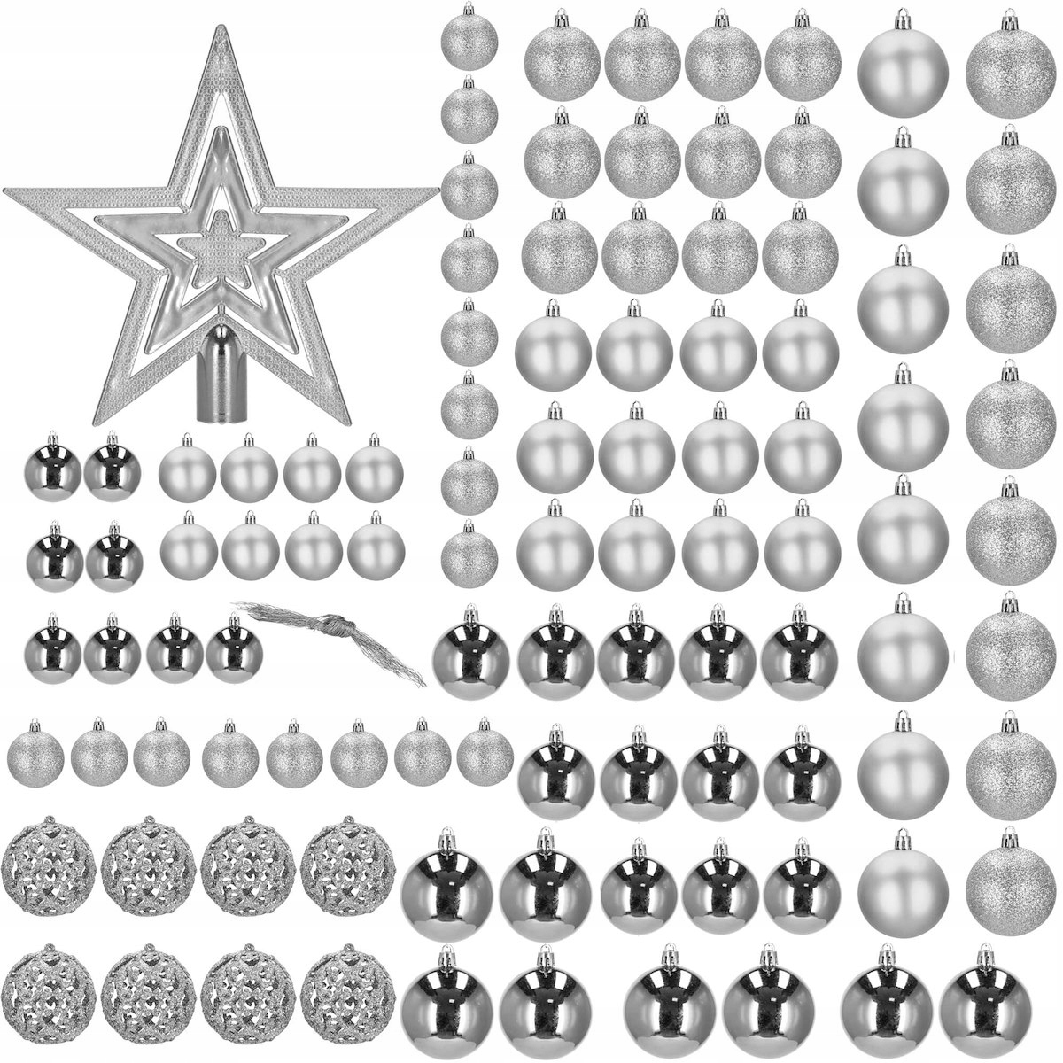 KOMPLET BOŽIČNIH KROG XXL 101 kos. BOŽIČNI OBESKI Z VZORCEM KROGLE OKRASJE Število kosov v paketu 101 kos.