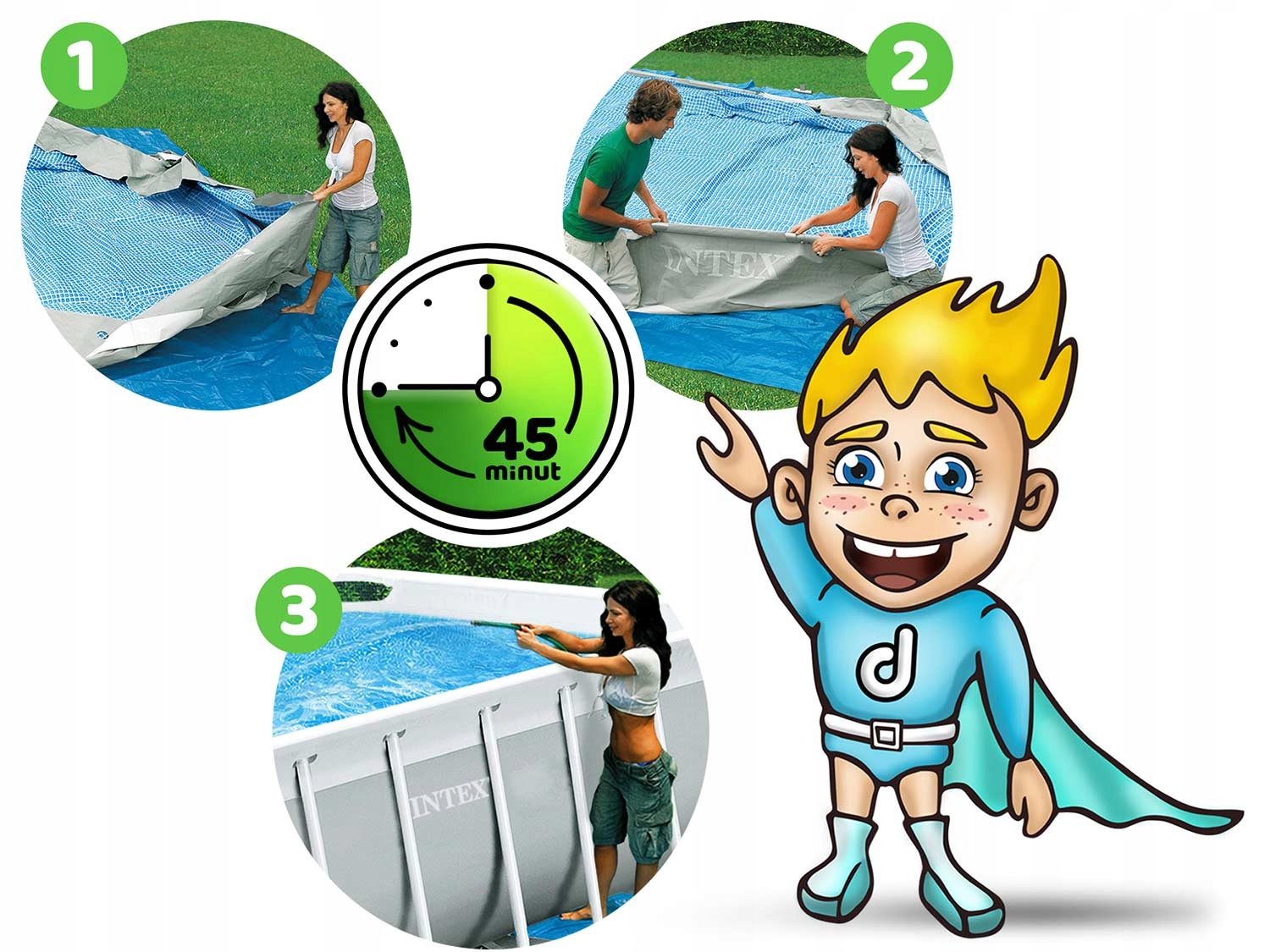 Vrtni bazen Prism Frame 300 x 175 x 80 cm 4v1 INTEX 26784 Koda proizvajalca 26784