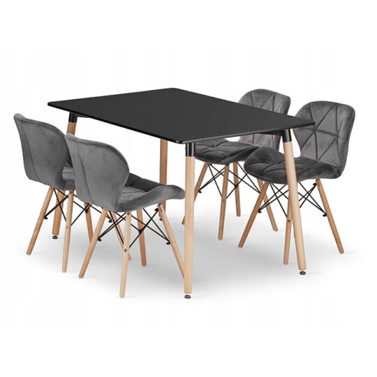 Jedilni set - črna na črni podlagi