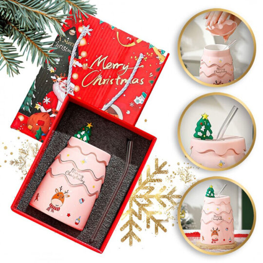 Božična skodelica 400 ml - roza darila