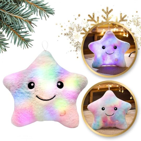 Božična blazina - zvezda pinky LED 40x35cm