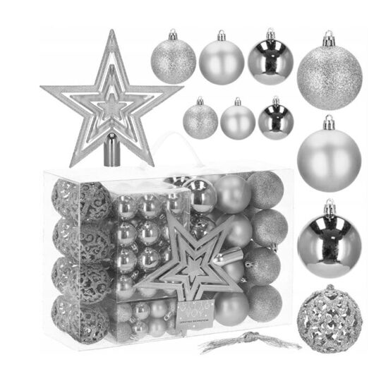 Komplet božičnih kroglic - Srebrna mrzlica 101 kosov