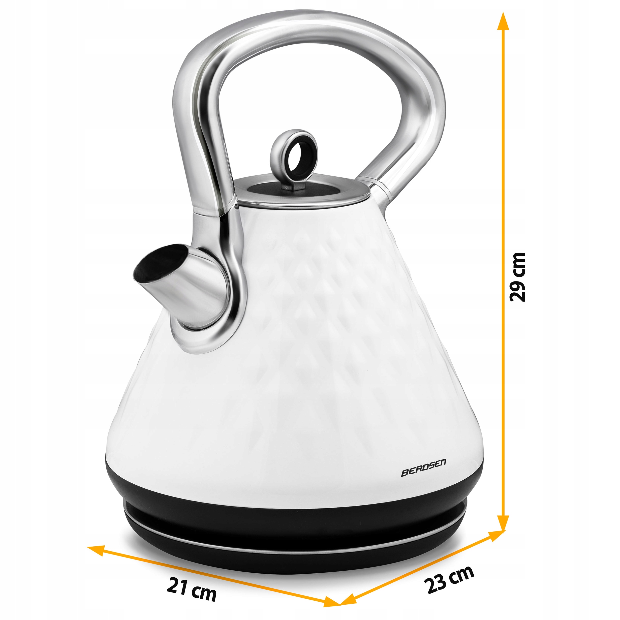 BREZŽIČNI ELEKTRIČNI GRELNIK VODE MODEN 1,7 L Konstrukcija: shranjevanje kabla, zaprt ročaj, zapiranje pokrova