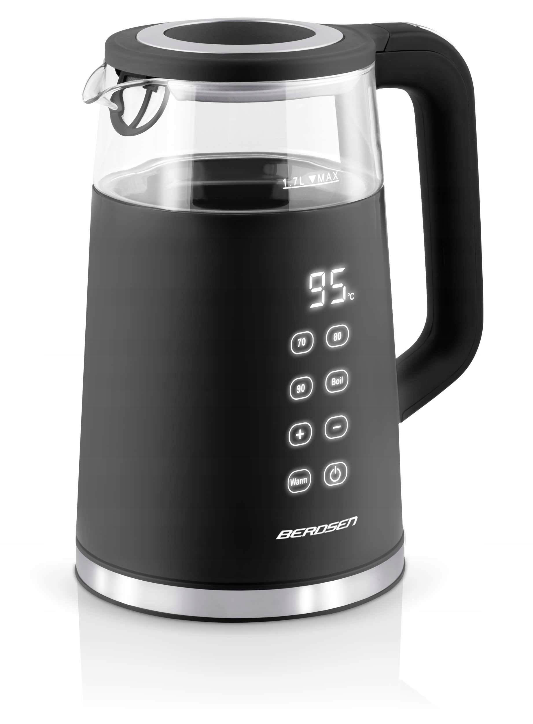 ELEKTRIČNI GRELNIK VODE Z REGULACIJO TEMPERATURE 2200 W, ZASLON NA DOTIK 1,7 L BERDSEN, originalna embalaža
