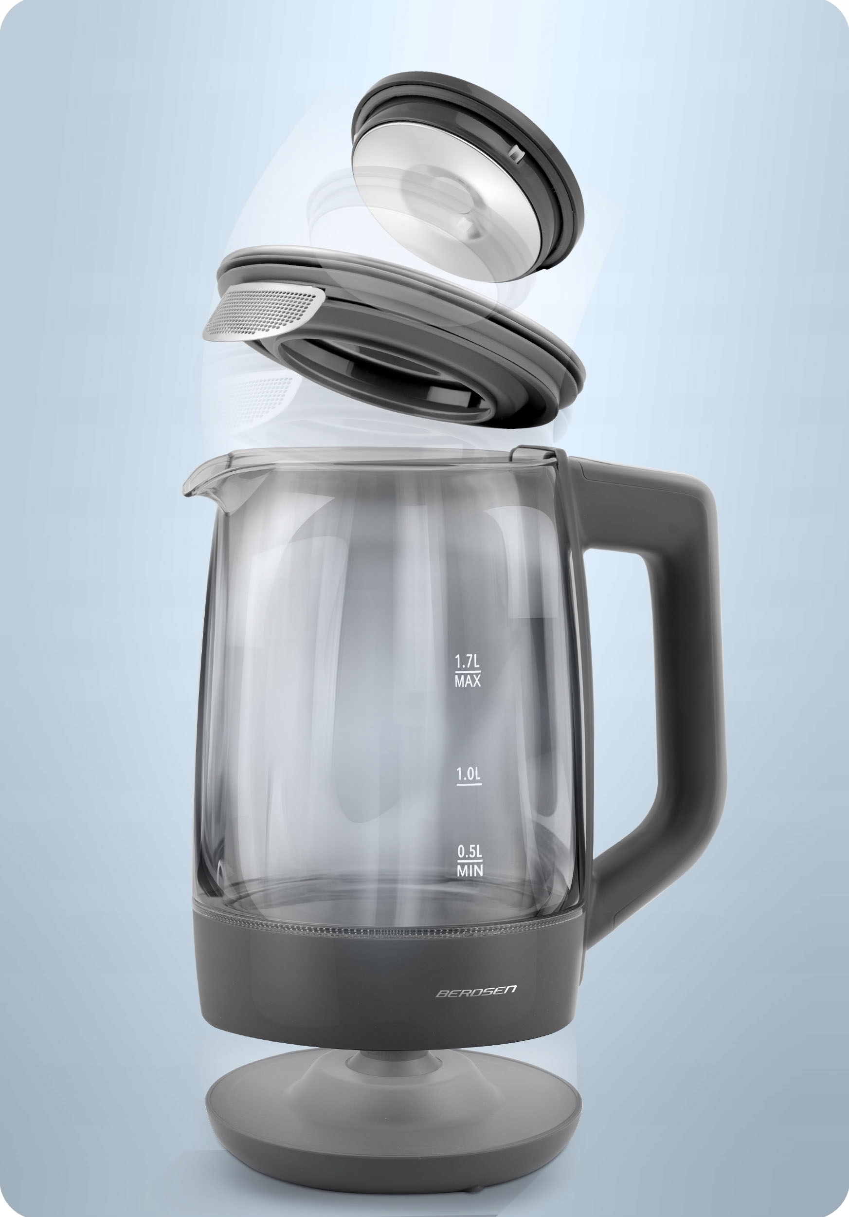 ELEKTRIČNI GRELNIK VODE Z REGULATORJEM TEMPERATURE 2200 W BERDSEN 1,7 L Prostornina 1,7 l