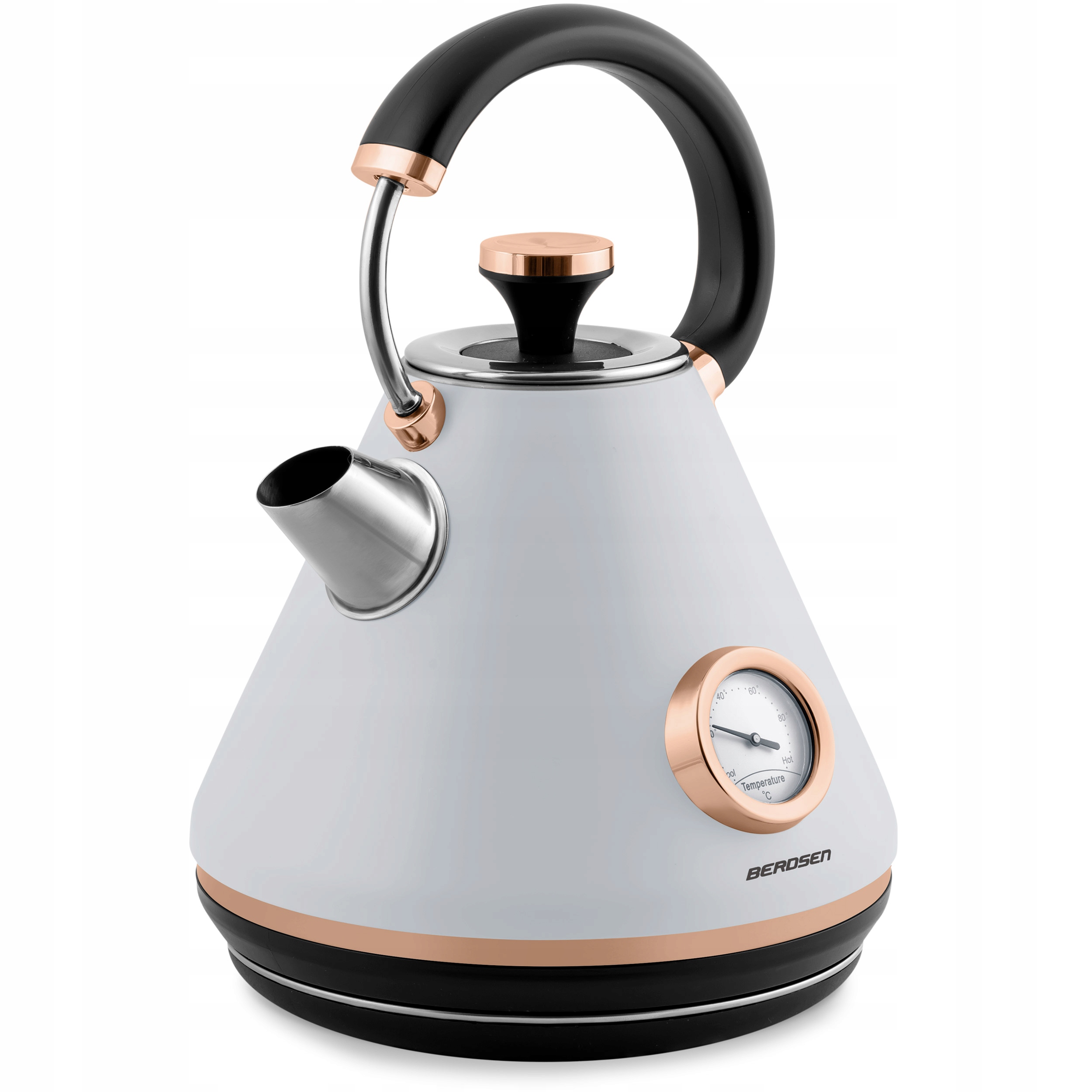 ELEKTRIČNI GRELNIK Z BREZŽIČNIM TERMOMETROM RETRO 1,7 L BERDSEN Model BD-701 siv