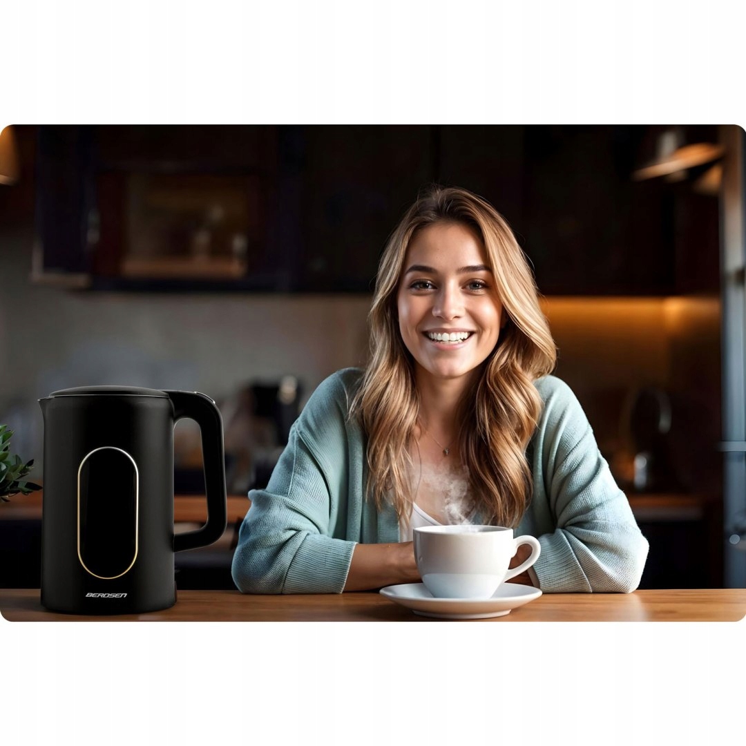 Električni grelnik vode z nadzorom temperature 1,7 l 2200 W, zaslon na dotik, kovinski, globina izdelka 15 cm