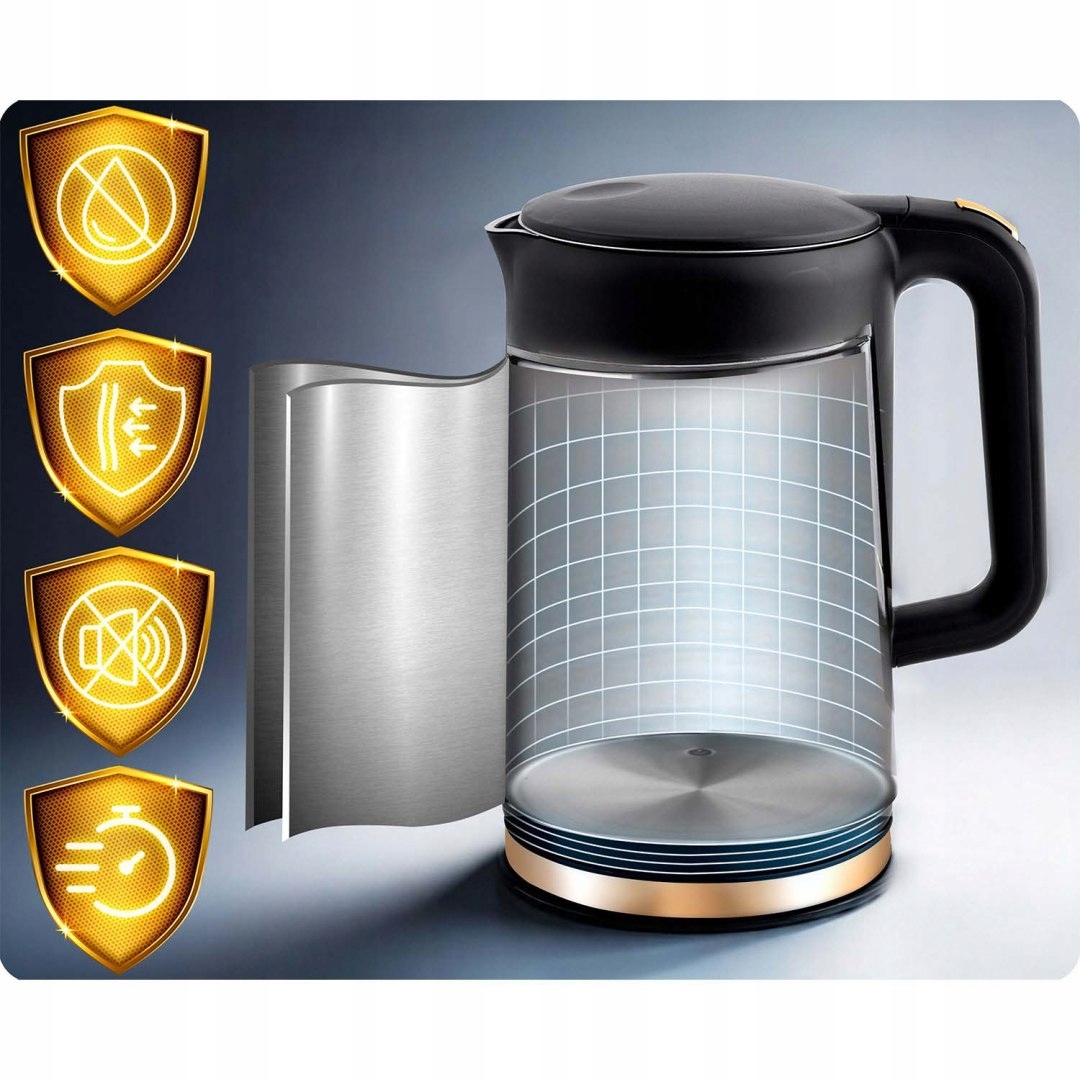Električni grelnik vode z nadzorom temperature 1,7 l 2200 W, zaslon na dotik, kovinski, druge znamke