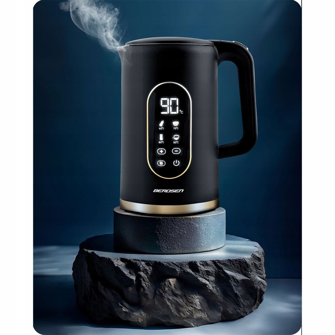 Električni grelnik vode z nadzorom temperature 1,7 l 2200 W, zaslon na dotik, kovinski, teža izdelka 1,2 kg