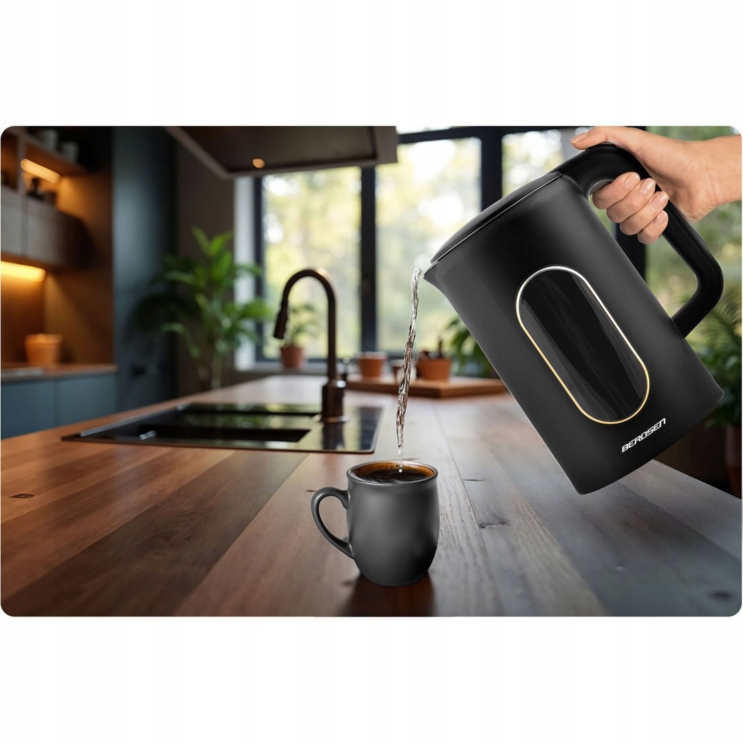 Električni grelnik vode z nadzorom temperature 1,7 l 2200 W, zaslon na dotik, kovinski, višina izdelka 26 cm