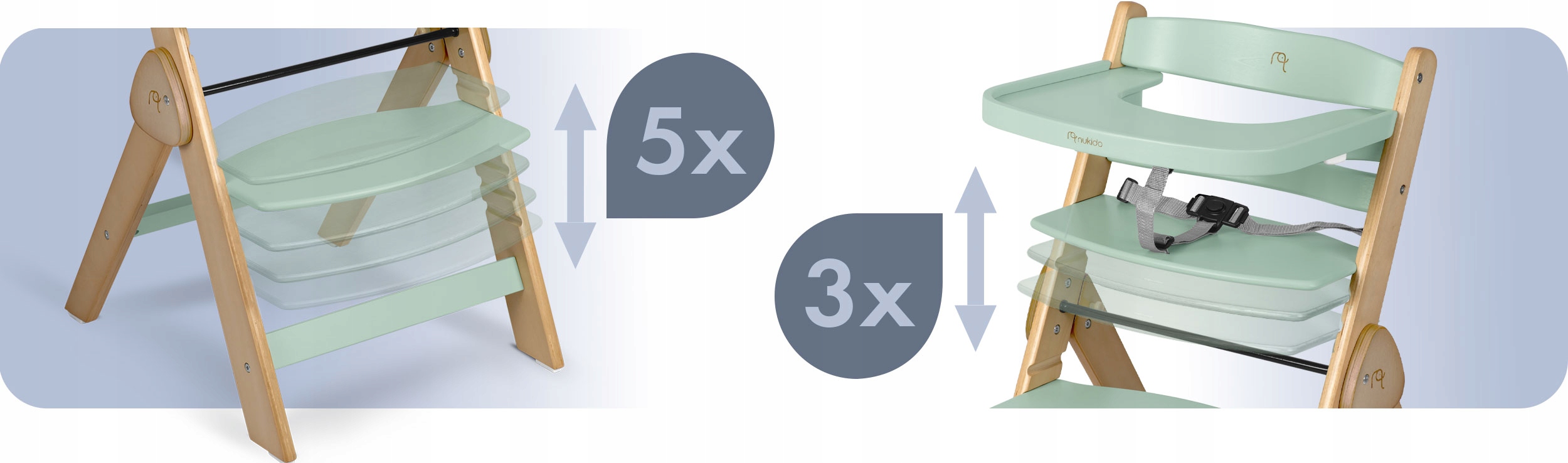 LESENI ZLOŽLJIVI OTROŠKI STOL z nastavljivimi trakovi Material drugo