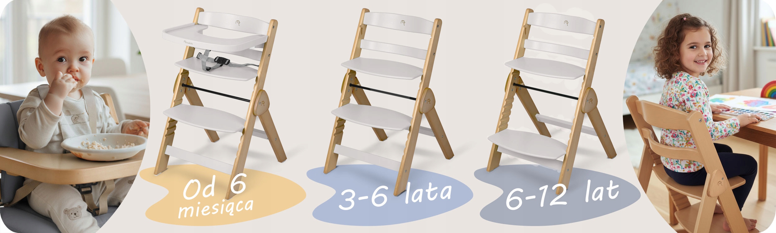 ZLOŽLJIV LESENI OTROŠKI STOL z nastavljivimi trakovi NUKIDO Blagovna znamka Nukido