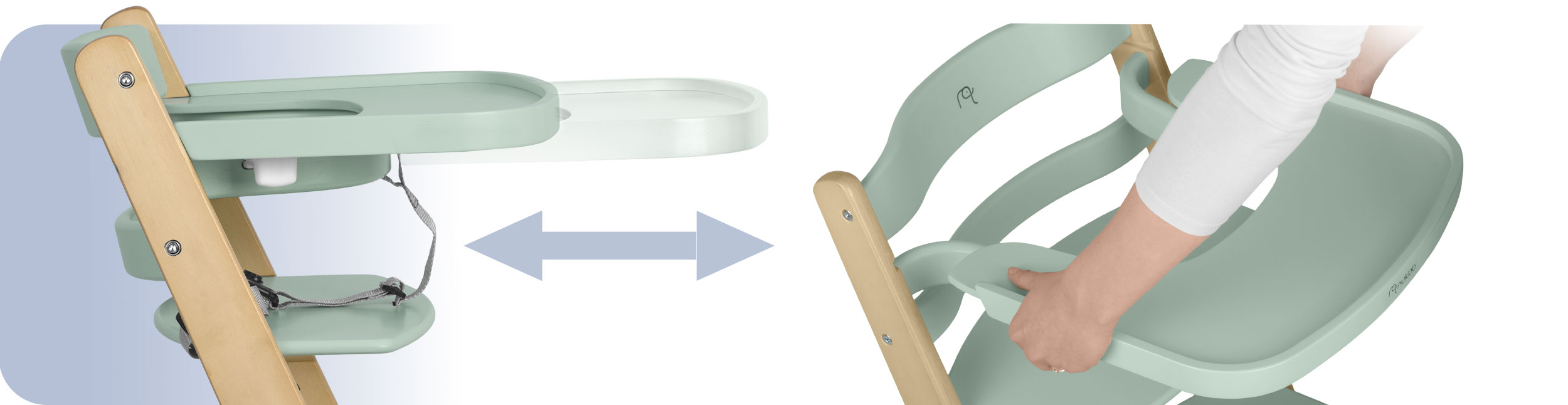 LESENI ZLOŽLJIVI OTROŠKI STOL z nastavljivimi trakovi. Originalna embalaža.