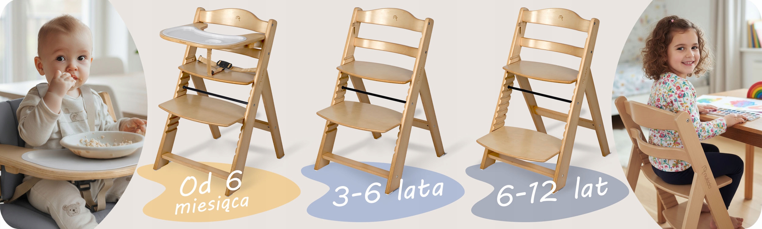 LESENA PLOŠČA ZA HRANILNI STOLČEK Z MOČNIMI NASTAVLJIVIMI TRAKOVI Nukido Koda proizvajalca 703000