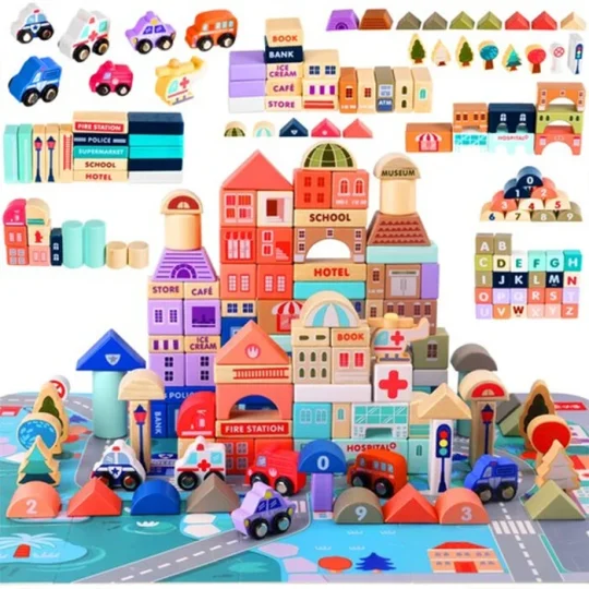 Dječje Drvene Kocke City 115pcs