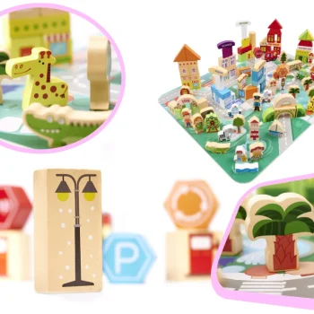 Kx6198 Klocki Drewniane Edukacyjne Miasto Puzzle 120el 2