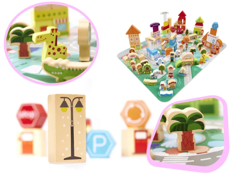 Kx6198 Klocki Drewniane Edukacyjne Miasto Puzzle 120el 2