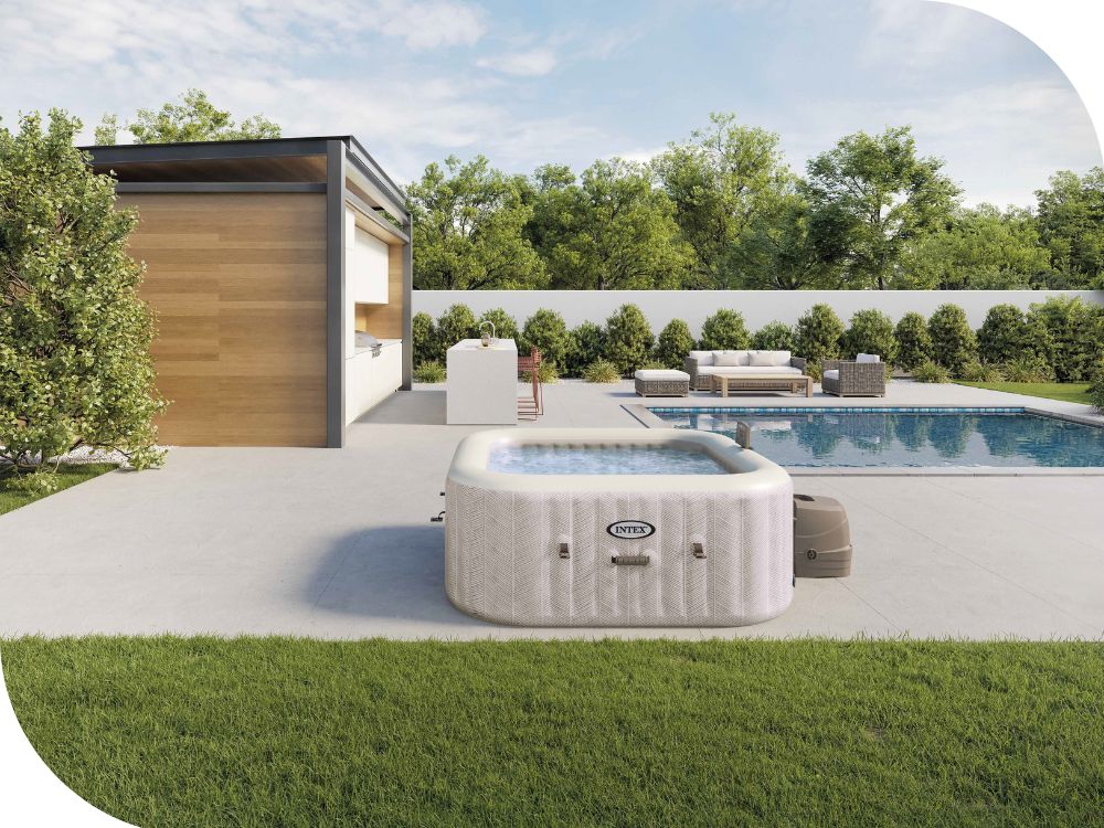 Napihljiva masažna kad Pure Spa Intex 28446 4 osebe + generator klora POLNA širina izdelka 175 cm