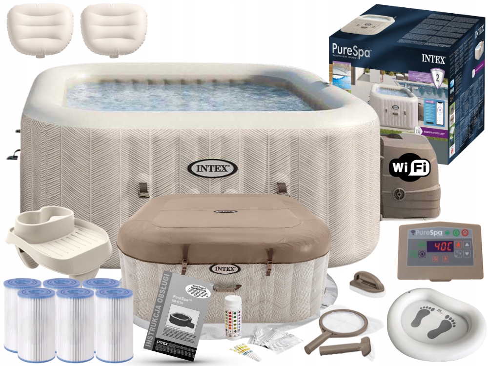Napihljiv masažni bazen Pure Spa Intex 28446 4 osebe + generator klora FULL
