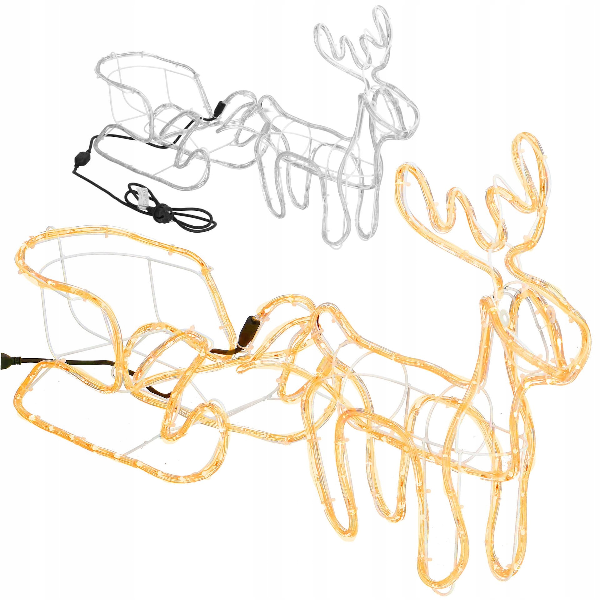 Velika svetleča jelenova vprega s sanmi, 192 LED lučk, toplo bela dekorativna svetilka EAN (GTIN) 5907719422411