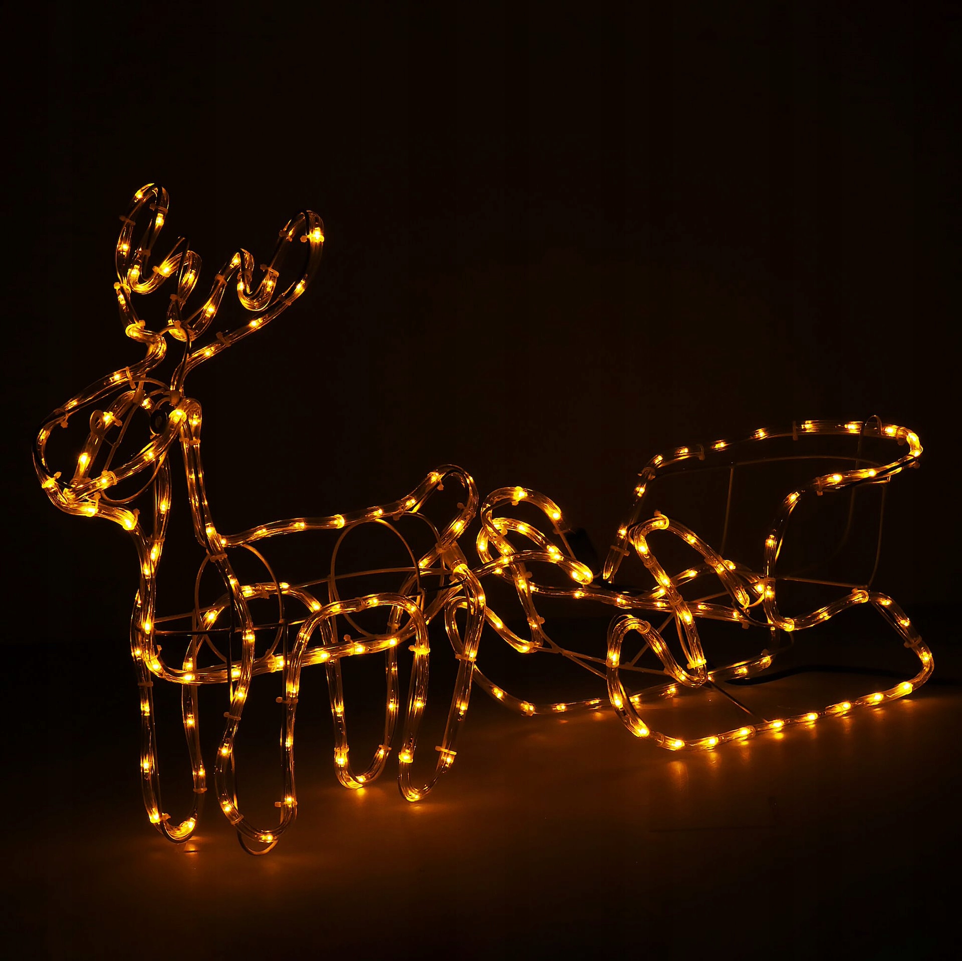 Veliki svetleči severni jelen s sanmi, 192 LED luči, toplo bela svetilka, dekorativna svetlobna figura