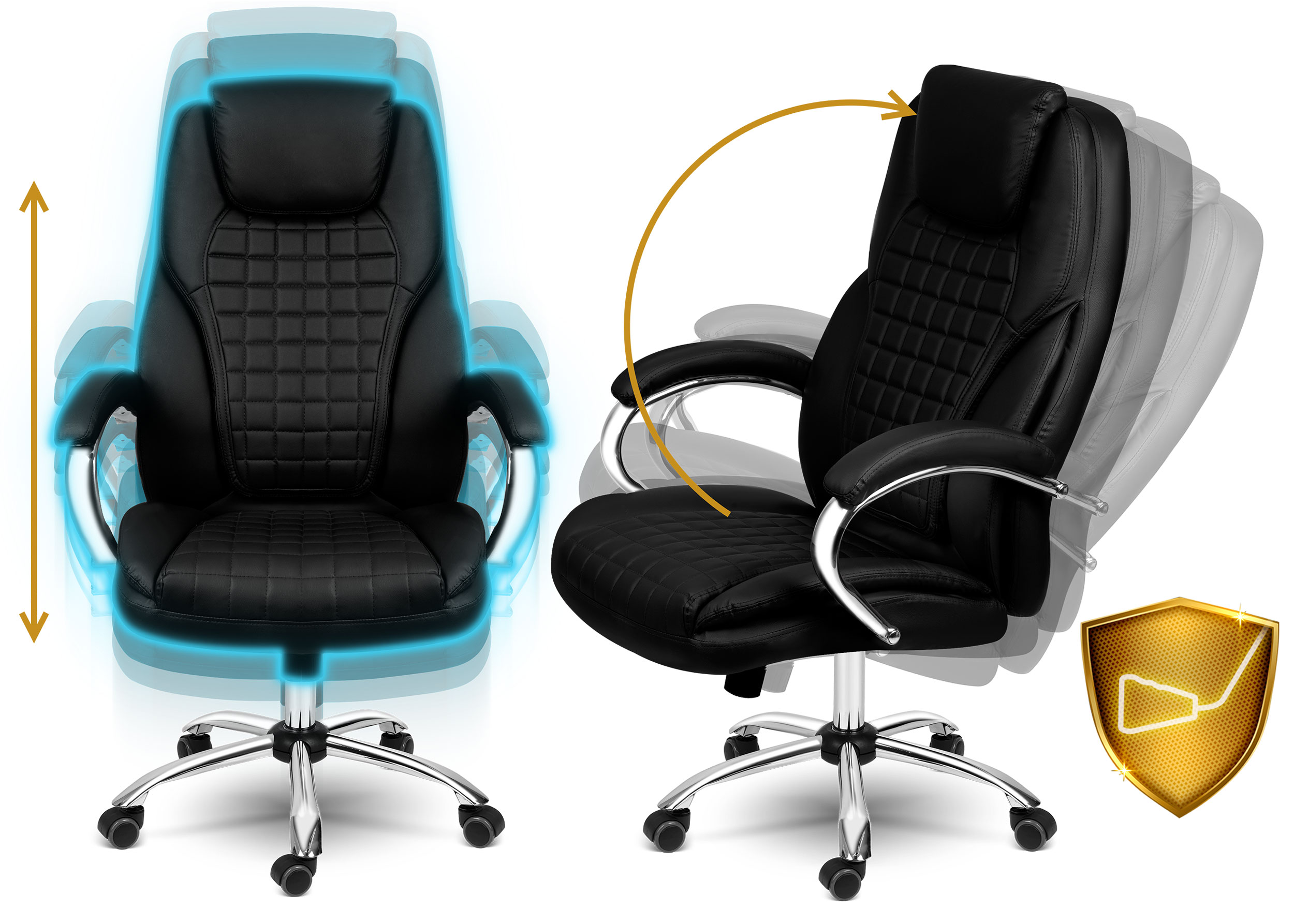 ERGONOMSKI VRTLJIVI PISARNIŠKI STOL PREMIUM VRTLJIVI PISARNIŠKI STOL Globina pohištva 74 cm