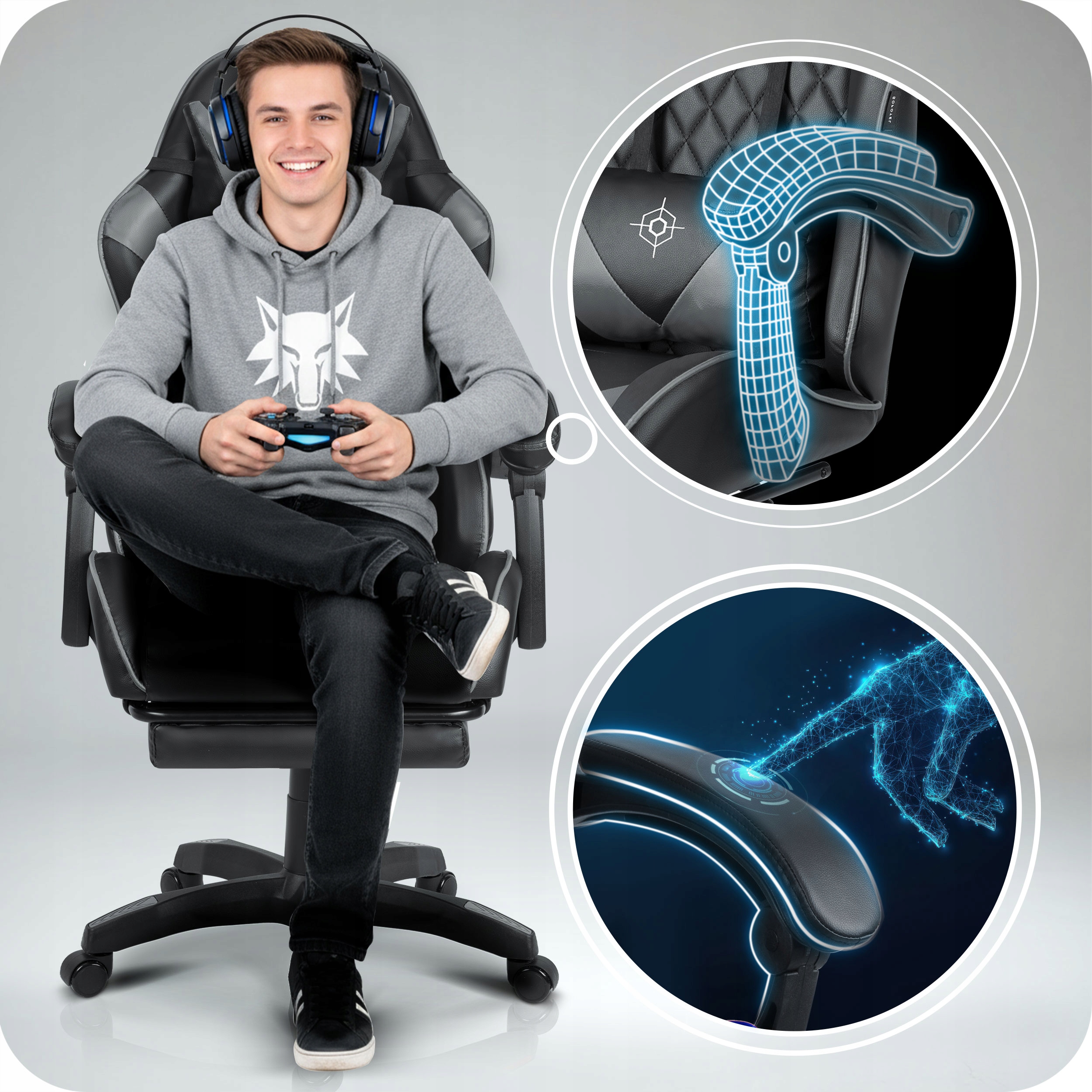 IGRALNI STOLI IGRALNI STOLI OBLAČILA ZA NOGE Umetno usnje Globina pohištva 60 cm