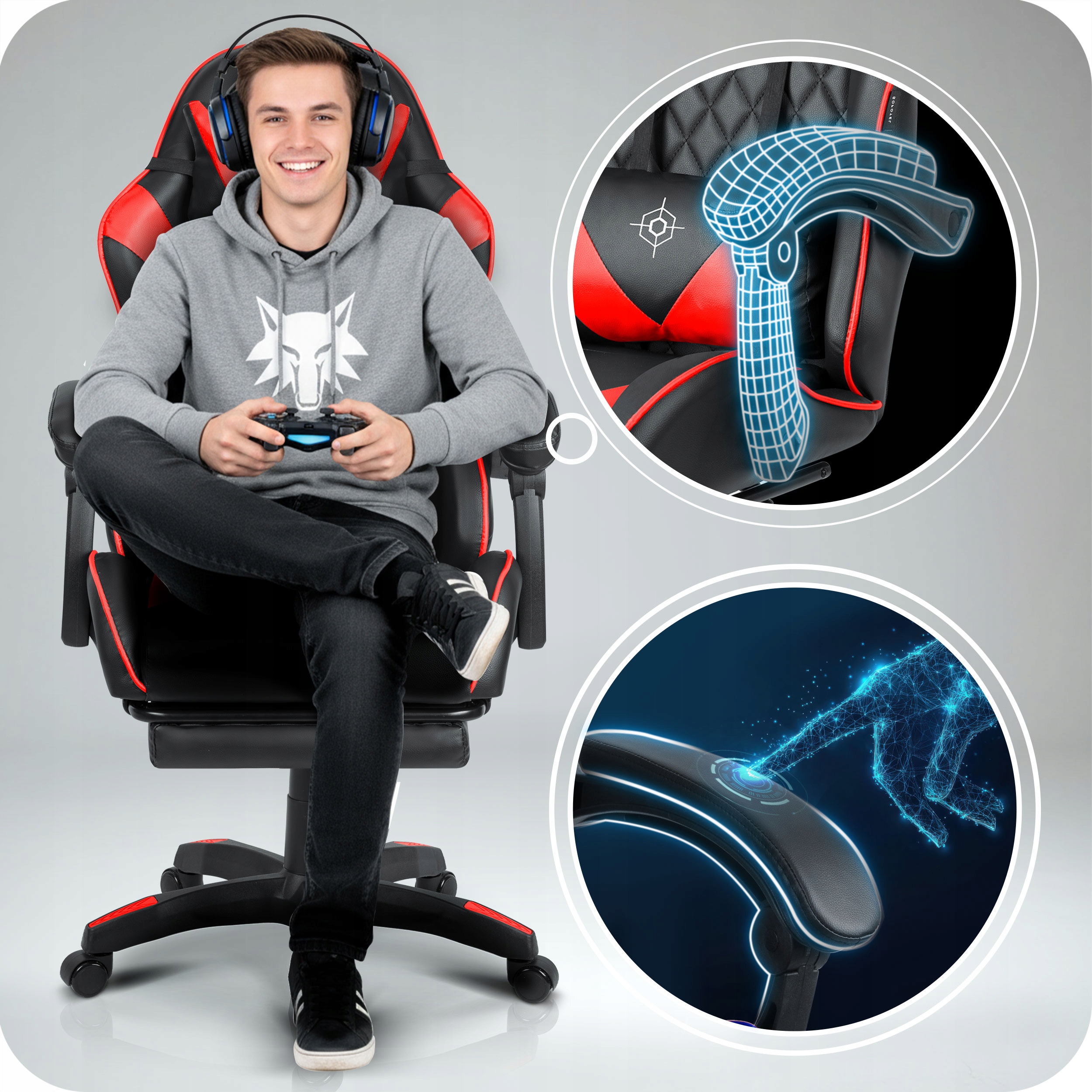 IGRALNI STOL IGRALNI STOL VEDRO ZA NOGE NASLON ZA NOGE BLAZINE Umetno usnje Širina pohištva 60 cm