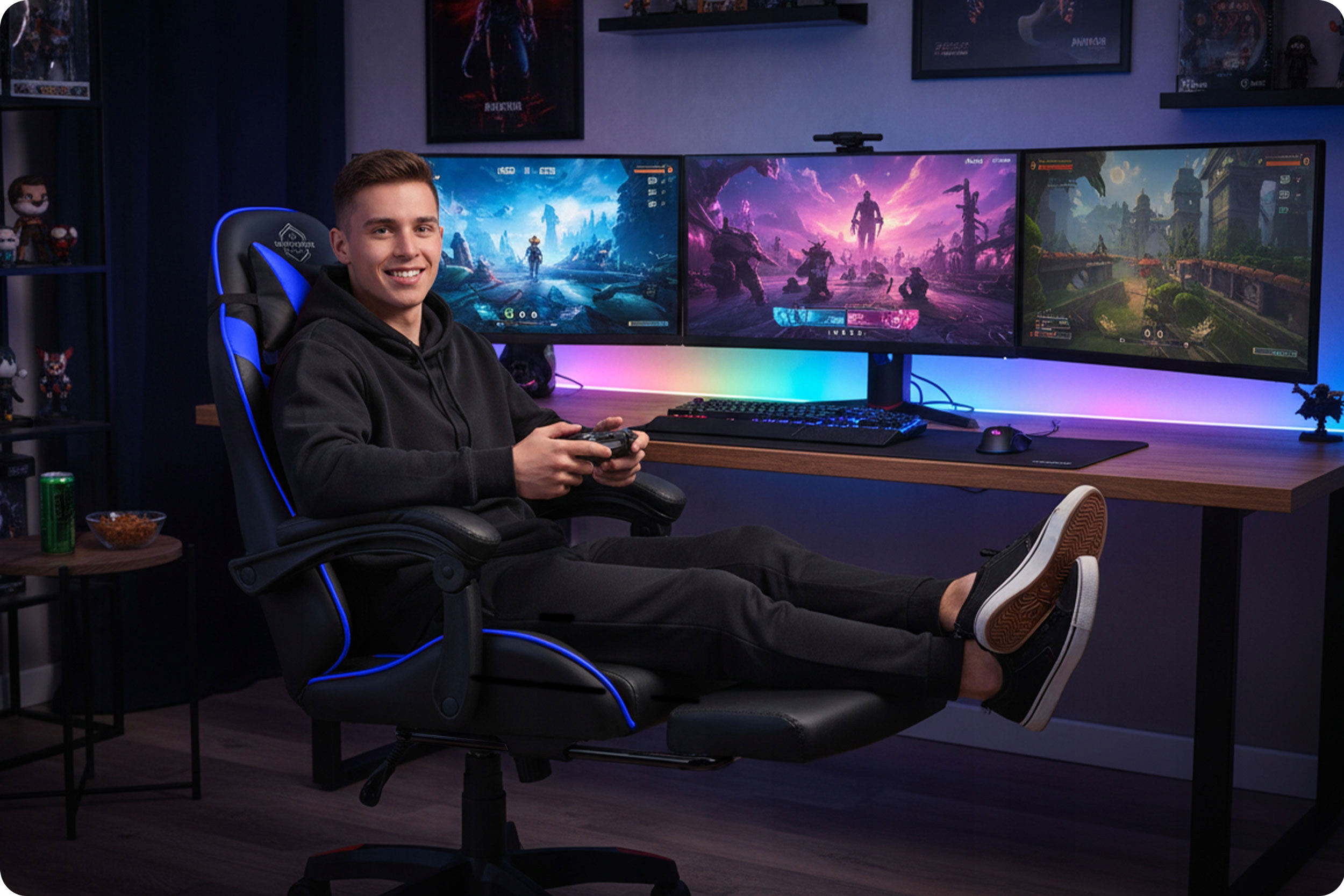 IGRALNI STOL IGRALNI STOL Z NASLONOM ZA NOGE, BLAZINAMI ZA NASLON ZA NOGE, Umetno usnje, Širina sedeža 36 cm