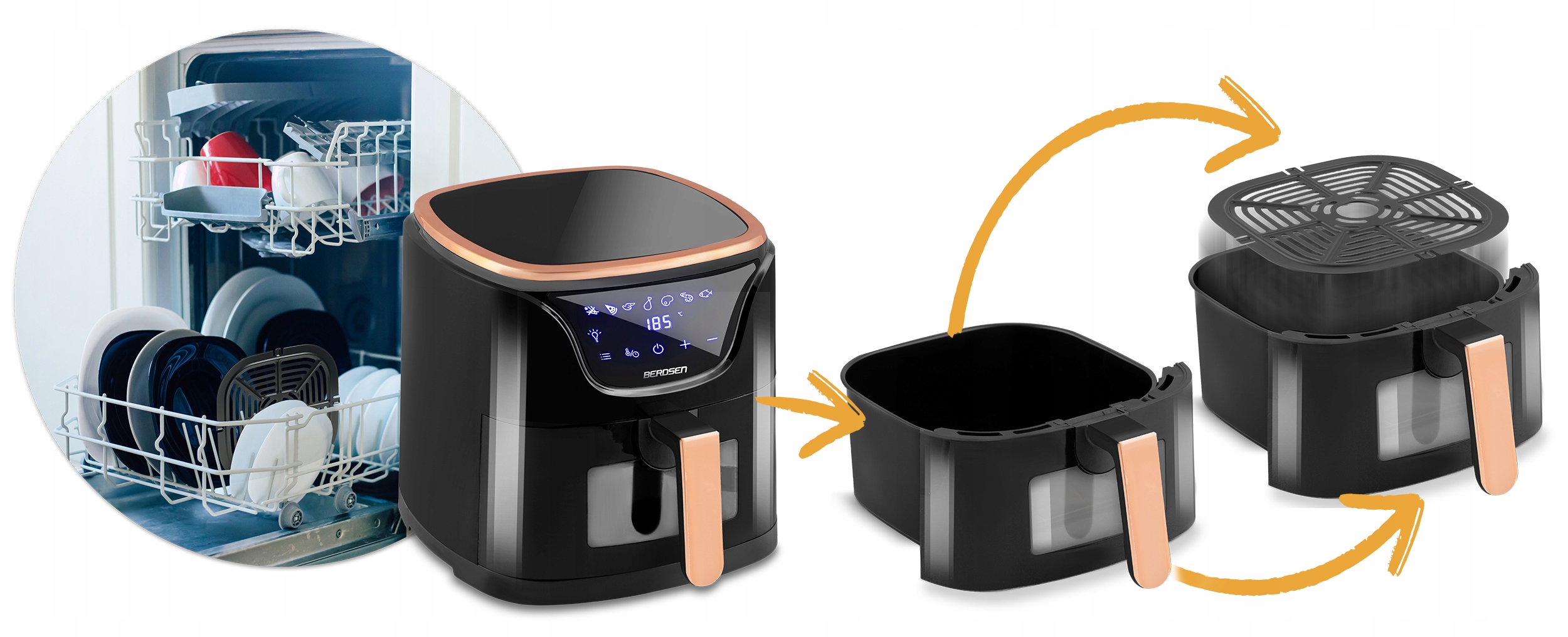 CVRTNIK BREZ MAŠČOB 5L FREE BERDSEN 1500W Globina izdelka 27,8 cm