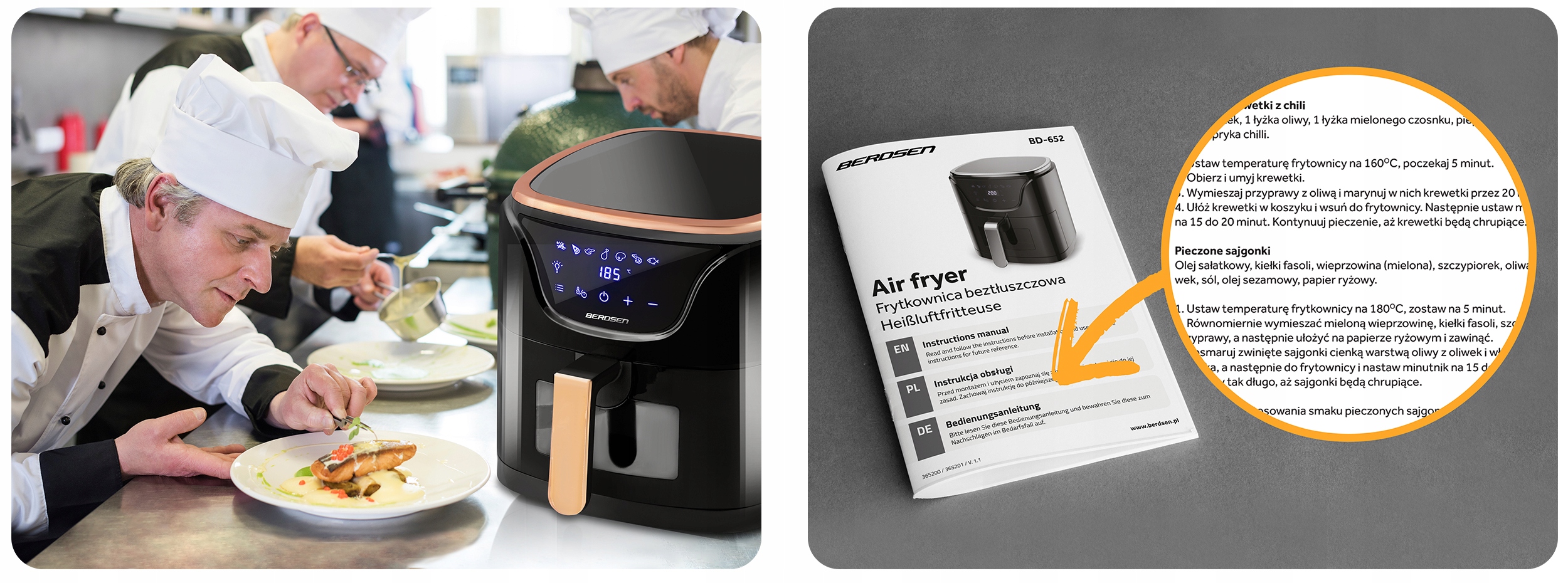 CVRTNIK NA ZRAK BREZ MAŠČOB 5 L BREZ BERDSEN 1500 W Teža izdelka 3,4 kg